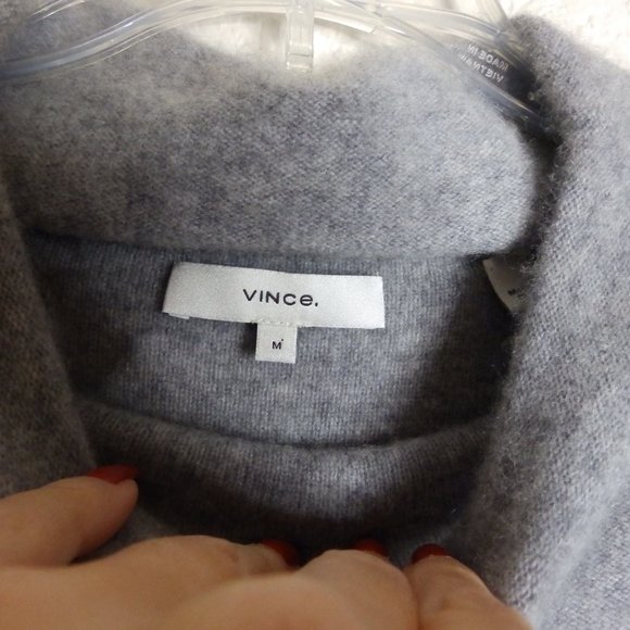 Vince Gray and White Striped Turtleneck Sweater - Picture 4 of 8